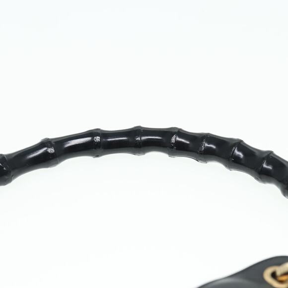 GUCCI Bamboo Shoulder Bag Leather Black Gold 001 001 - Picture 14 of 16